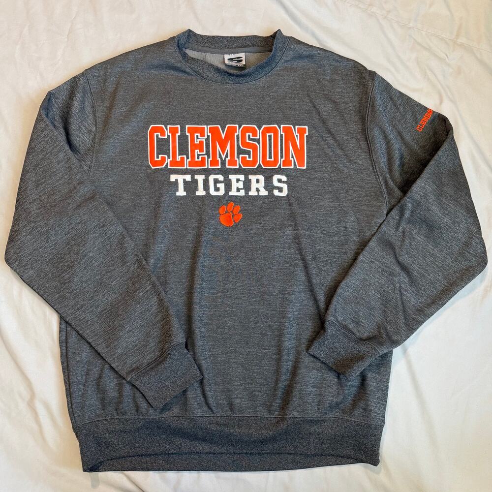 Stadium Athletics Gray, Embroidered Clemson Tigers, Crewneck Sweatshirt- 2XL